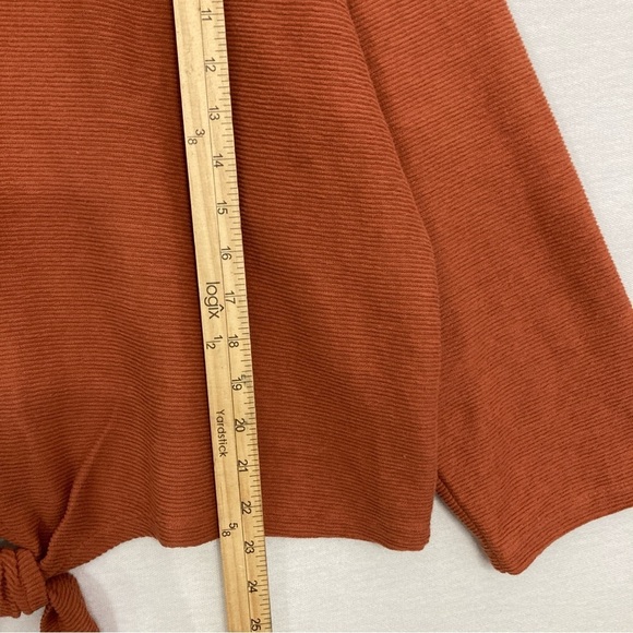 New Madewell Burnt Orange Tie Front Knit V Neck Relaxed Fit Pullover Top XXL - Picture 4 of 9